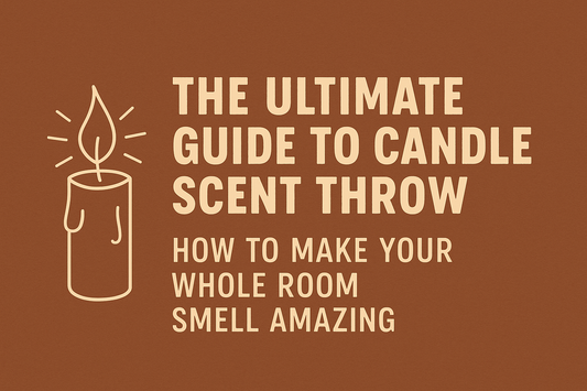 The Ultimate Guide to Candle Scent Throw blog header with lit candle icon and text How to Make Your Whole Room Smell Amazing