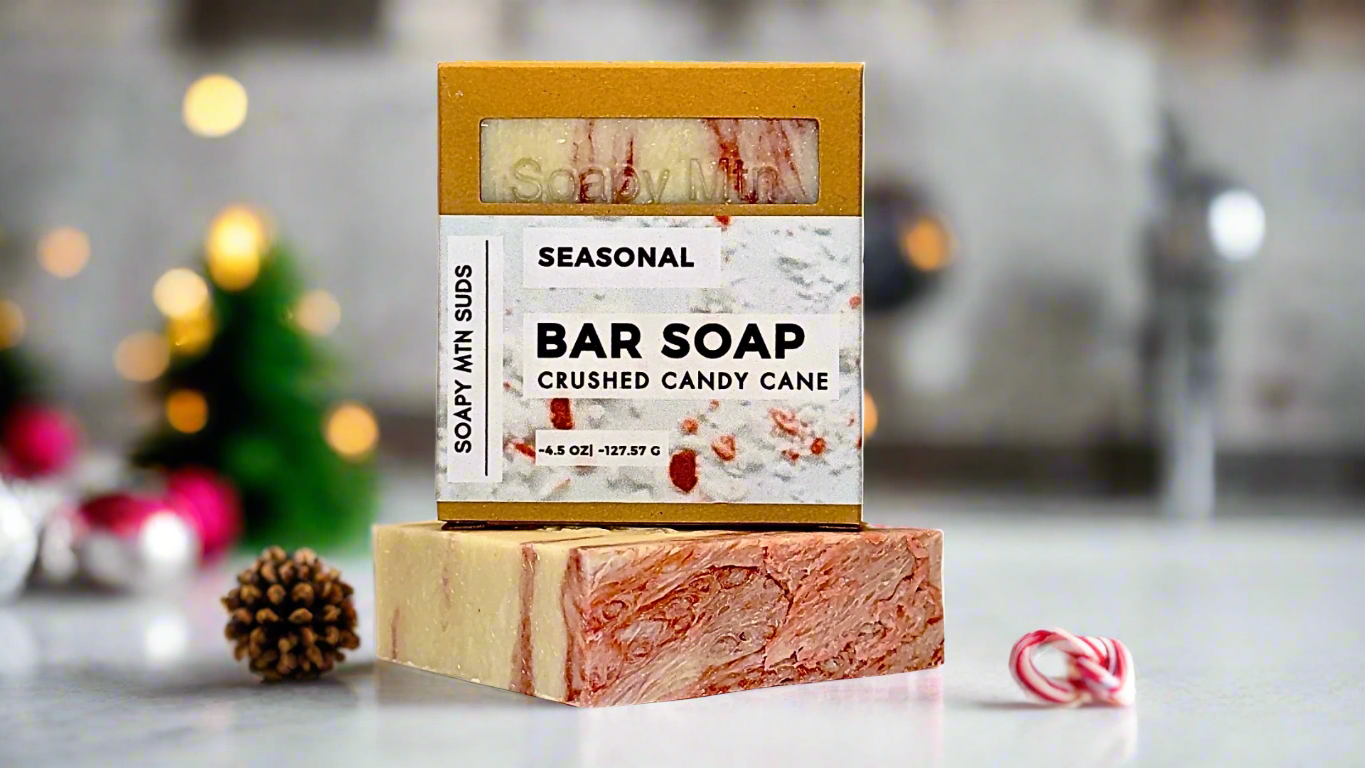 Crushed Candy Cane Handcrafted Soap – Festive & Moisturizing Bar