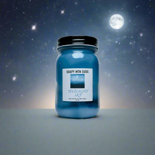 Twilight Sky 16oz Mason Jar Candle - Soothing Aromatherapy for Home Décor