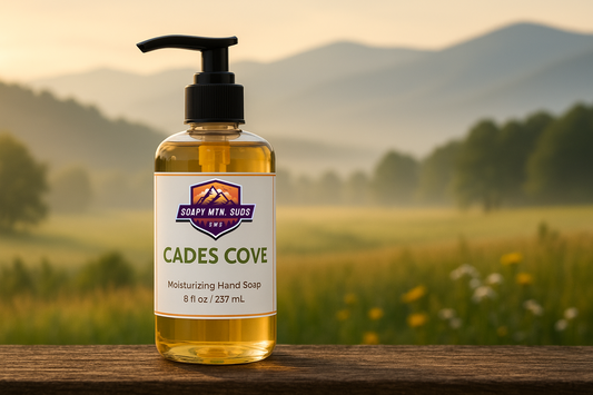 Soapy Mtn Suds Cades Cove Hand Soap – moisturizing liquid hand soap inspired by the Smoky Mountains, with fresh, clean fragrance and nourishing natural ingredients for everyday use.