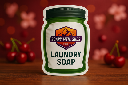 Lost Cherry (Type) Laundry Soap by Soapy Mtn Suds – luxury Tom Ford dupe with black cherry, almond, rose, and tonka, seasonal small-batch detergent