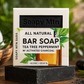 Tea Tree Peppermint activated charcoal bar soap by Soapy Mtn Suds with peppermint and natural spa-inspired background
