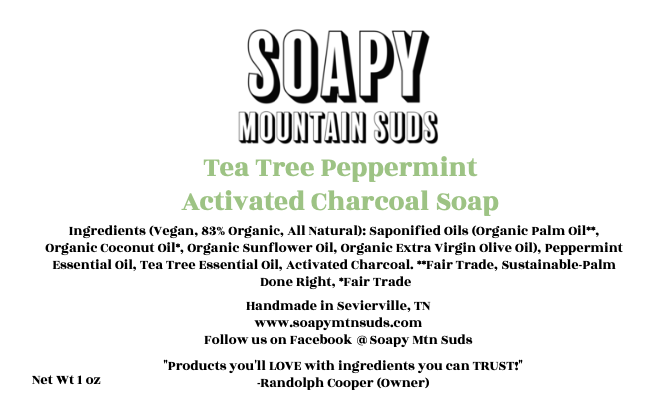 Tea Tree Peppermint Activated Charcoal Guest Soap Bar